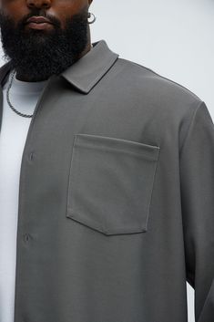 Available In Grey. Fold Down Collar Front Button Closure Chest Pocket Long Sleeve Pair With "Turner Straight Trousers" 100% Polyester Imported | Mens Turner Pocket Button Up Shirt in Grey size Small by Fashion Nova Straight Trousers, Mens Button Up, Grey Fashion, Button Up Shirt, Chest Pocket, Fashion Nova, Button Up Shirts, Button Up, Mens Shirts