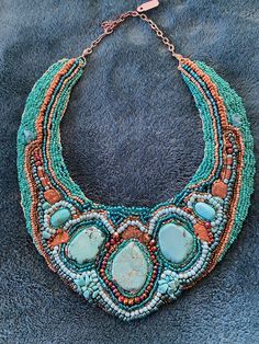 Handmade Turquoise and copper necklace with a lobster clasp. Artisan Turquoise Necklace, Handmade Turquoise Beaded Necklaces, Unique Handmade Turquoise Beaded Necklaces, Artisan Beaded Turquoise Necklace, Artisan Turquoise Necklace With Colorful Beads, Bohemian Chrysocolla Beaded Necklace In Turquoise, Unique Turquoise Necklace With Patina, Artisan Handmade Chrysocolla Beaded Necklaces, Artisan Beaded Copper Necklaces