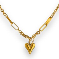 Exquisite Elegance and Unmatched Quality The Nadia Heart Necklace is the epitome of elegance and quality. Crafted from 18K PVD Gold Stainless Steel, the necklace features a captivating heart pendant and a sturdy lobster claw clasp. The necklace is 18.5" long and comes with a 2" extension, allowing for a personalized fit. Available in luxurious gold or classic silver Crafted from 18K PVD Gold Stainless Steel Varied lengths (14", 16", 18") with a 2" extender Nickel, Lead and Cadmium free Water and Elegant Double Heart Necklace With Lobster Clasp, Elegant Gold Chain Necklace For Valentine's Day, Gold-tone Heart Pendant Necklace With Tarnish Resistance, Gold-tone Heart Pendant Necklace With Lobster Clasp, Gold-tone Heart Pendant Necklace Tarnish Resistant, Luxury Heart Pendant Jewelry With Lobster Clasp, Gold-tone Tarnish Resistant Heart Pendant Necklace, Elegant Gold Chain Necklace With Heart Charm, Gold-tone Tarnish-resistant Heart Pendant Necklace