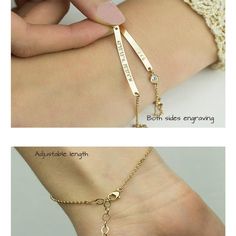 "♥ This bracelet can be personalized with names, initials, dates, coordinates etc. Engraved with kids or grandkids names it can be perfect gift for your wife, mom or grandma. ♥If you want to add a gemstone or a CZ charm to your bracelet, please use those links below: GEMSTONE https://www.etsy.com/listing/646831725/genuine-gemstones-and-czs-cubic-zirconia?ref=shop_home_active_1 CZ (Cubic Zirconia) CHARM https://www.etsy.com/listing/573805357/cz-cubic-zirconia-charm-addition-to-the?ga_search_query Silver Bar Bracelet, Nameplate Bracelet, Graduation Bracelet, Gold Bar Bracelet, Coordinates Bracelet, Bracelet Quotes, Monogram Bracelet, Moms Bracelet, Inspirational Bracelets