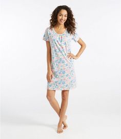 Women's Supima Nightgown Short Sleeve Floral Misses Regular Nightgown Short, Modest Dresses Casual, Floral Pajamas, Women's Sleepwear, Nightgowns, Supima Cotton, Modest Dresses, Sleepwear Women, L L Bean