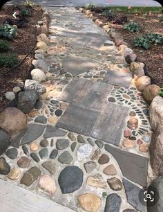 a walkway made out of rocks and stones