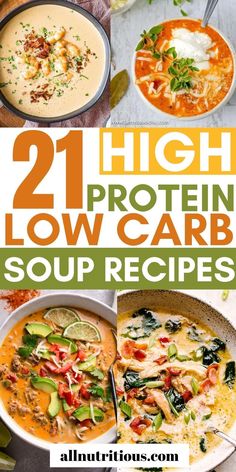 These delicious healthy soups are a must for weight loss. They're, hearty and the ultimate comfort food that are low in carbs and high in protein. Give these low carb high protein recipes a try. High Protein Low Carb Soup, High Protein Soup, Protein Soup Recipes, Protein Soup, Protein Soups, Boiled Egg Diet Plan