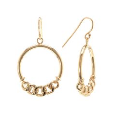 Add an elegant touch of edge to your jewelry box with these sterling silver Judy Crowell chain link-embellished open circle drop earrings. Click on this JEWELRY & WATCHES GUIDE to learn about fit, styles, materials and more! FEATURES Length: 41 mm Backings: fishhook Metal: sterling silver Finish: polished Packaging: velvety pouch Size: One Size. Color: Gold. Gender: female. Age Group: adult. Material: Gold Over Sterling. Elegant Open Circle Metal Jewelry, Elegant Sterling Silver Hoop Earrings With Adjustable Chain, Modern Jewelry With Box Chain Drop Earrings, Gold Round Chain Earrings, Elegant Open Circle Earrings With Ear Wire, Elegant Tarnish Resistant Open Circle Jewelry, Formal Drop Earrings With Box Chain, Elegant Tarnish-resistant Open Circle Jewelry, Elegant Round Chain Earrings