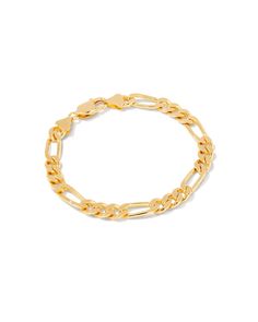 Upgrade your day-to-day with the Figaro Chain Bracelet in 18k Gold Vermeil. A low-maintenance choice crafted with hard-wearing Gold Vermeil, this flat-link chain is a timeless addition to your long-term collection. Kada Bracelet Gold For Man, Plating Techniques, Figaro Chain Necklace, Bar Jewelry, Figaro Chains, Figaro Chain, Popular Jewelry, Demi Fine Jewelry, Initial Jewelry