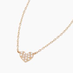 Treat yourself or a loved one to a 14k gold heart necklace that illuminates their neckline with diamonds and love. Product Details 0.65 total carat weight Thirteen .9mm GH SI1 white diamonds 14k gold 15" chain + 2" extender. Adjustable in 1" increments 15" - 17" Heart measures 3/16" Spring ring closure Avoid contact with anything containing derivatives of alcohol | Diamond Pave Heart Charm Necklace in Gold, Women's in 14k gold by Fine Mini Heart Necklace, Heart Charm Necklace, Orange Agate, Yellow Opal, Gold Heart Necklace, Pink Enamel, Mini Heart, Blue Lace Agate, Pink Opal