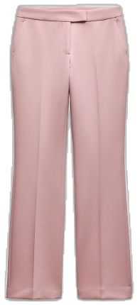 Chic Summer Pants With Pressed Crease, Spring Dress Pants With Side Pockets For Work, Elegant Ankle-length Wide Leg Pants With Side Pockets, Pink Workwear Pants With Belt Loops, Chic Pink Pants With Belt Loops, Chic Spring Bottoms With Pressed Crease, Chic Bottoms With Pressed Crease For Spring, Spring Wide-leg Bottoms With Pressed Crease, Spring Bottoms With Pressed Crease And Wide Leg