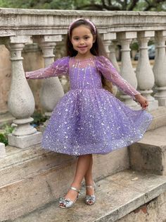 Couture Princess Birthday Special Occasion Glitter Sequin Knee Length Party Dress Baby Christening Outfit, Purple Girls Dress, Girls Communion Dresses, Christening Outfit, Girls Pageant Dresses, Birthday Special, Christening Dress, Communion Dresses, Illusion Neckline