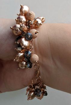 Add a glamorous statement to any outfit with this decadent rose gold bracelet. Dripping with 14k rose gold Swarovski® beads, pearls & two toned crystals, this handmade stunner is like a party on your wrist ✨ Adjustable 7-8.5" bracelet with lobster clasp. Rose Gold Party, Rose Gold Beads, Swarovski Beads, Gold Party, Rose Gold Bracelet, Two Tone, Gold Bracelet, Rose Gold, Beads