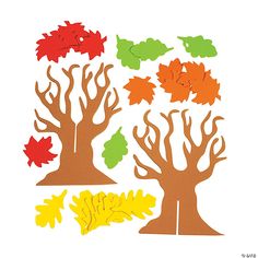 an image of fall trees and leaves cut out