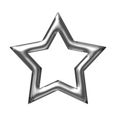 a shiny silver star shaped object on a white background with clipping space for text