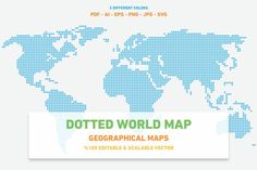 the dotted world map is shown in blue and white, with an orange border around it