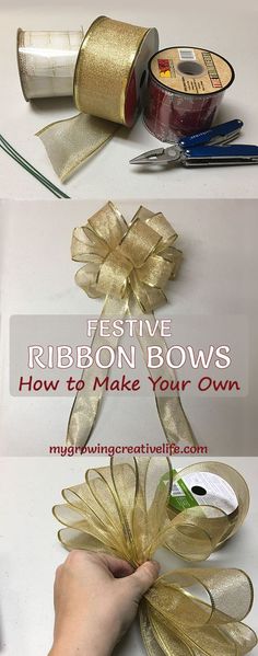 ribbon bows are being used to make christmas decorations for the holiday season, and how to make your own