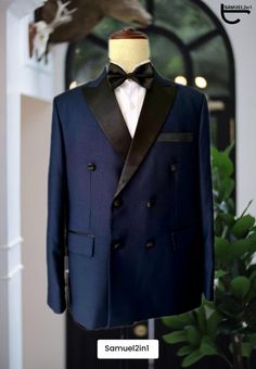 Elevate your style with our exquisite Navy Blue Suit for Men. Crafted with precision and attention to detail, this timeless classic is ideal for weddings, formal events, and special occasions. Our Suits features a slim-fit design, ensuring a sharp, tailored look that combines comfort and sophistication. * Unmatched Elegance: This Mavy Blue suit exudes refined elegance, making you stand out on your big day. * High-Quality Fabric: Crafted from premium materials for ultimate comfort and durability. Luxury Fitted Double Breasted Suit With Notch Lapel, Luxury Fitted Double-breasted Suit With Notch Lapel, Elegant Wedding Tuxedo With Custom Fit, Dapper Double Breasted Suit With Notch Lapel For Wedding, Dapper Double Breasted Wedding Suit With Notch Lapel, Dapper Notch Lapel Double Breasted Wedding Suit, Luxury Fitted Double Breasted Suit For Semi-formal Occasions, Fitted Double Breasted Suit For Wedding, Fitted Luxury Double Breasted Suit For Semi-formal Occasions