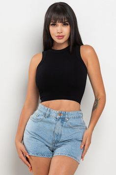 Black Ribbed Sleeveless Crop Top Ribbed Tank Vest For Summer, Summer Ribbed Tank Vest, Summer Ribbed Racerback Vest, Casual Ribbed Racerback Vest, Black Ribbed Tank Top For Summer, Stretch Ribbed Sleeveless Crop Top, Ribbed Sleeveless Stretch Crop Top, Sleeveless Ribbed Stretch Crop Top, Sleeveless Ribbed Stretch Tops