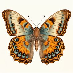 an orange and blue butterfly with long wings