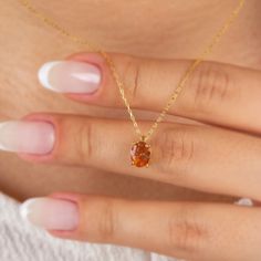 "Citrine stone; It is a stone believed to bring prosperity and abundance. For this reason, it is also called the 'Money Stone'. With its minimalist design, our oval citrine necklace is a jewel that you can use daily and on special occasions. It is a nice gift for yourself and your loved ones. The birthstone for those born in November is citrine. 🔸🔸 Our elegant, style and stylish products suitable for special occasions and daily use are produced with love and care for you and your loved ones. ? November Birth Stone Jewelry, Citrine Necklace Simple, Orange Stone Necklace, Topaz Birthstone Gemstones For Gifts, Orange Topaz Birthstone Jewelry, Yellow Gold Topaz Gemstones As Gift, Oval Topaz Birthstone Necklace, Oval Amber Birthstone Jewelry, Orange Jewelry With 17 Jewels As A Gift