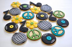 decorated cookies arranged in the shape of peace signs