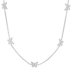 "Queen Jewels Butterfly Necklace For Women | Petite Diamond CZ Station Necklace | Dainty Necklace | 925 Sterling Silver/Gold Over Silver Necklace Real Sterling Silver / 14k Gold Over Silver - Stamped \"\"925\"\" for authenticity Are you fond of elegant fashion jewelry and always looking forward to getting something new to make an exquisite addition to your collection? Or looking for a delicate gift for a dear one? Our sterling silver necklace for women dares to make a perfect fit for every lady. Queens Jewels, Silver Necklace For Women, 14k Gold Necklace, Gold Necklace Women, Valentines Necklace, Necklace Necklace, Station Necklace, Gold Butterfly, Women Diamond