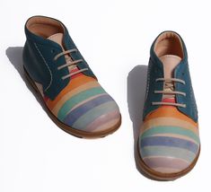 Multi-colored striped lace-up shoes Squirrel logo pressed into outer sides Made in Italy Product Details Style: Mingus Color: Neutro/ Blue Upper & Lining: Vegetable-tanned leather Squirrel Logo, Gay Outfits, Vintage Shoes, Modern Fashion, Vegetable Tanned Leather, Vintage Colors, Lace Up Shoes, Fashion Ideas, Multi Colored