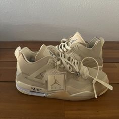 Never Worn, Comes With Box And All Laces. Nike Air Jordan 4 Retro Off White, Off White 4s, Off White Jordan 4, Jordan 4 Sail, Jordan 4 Off White, Retro 4s, Air Jordan Retro 4, Jordan 4’s