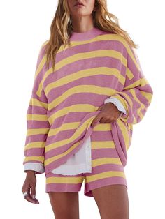 PRICES MAY VARY. LOUNGEWEAR SET-The soft, warm knit fabric of these lounge sets for women makes pajamas for women set ideal for layering or wearing on their own. Two piece loungewear sets are incredibly comfortable and fashionable SWEATER SET-The top of the casual outfits for women features a scoop neck, dropped shoulders, dolman sleeves, and an oversized style. Womens trousers of lounge sets for women 2 piece with a ribbed waistband and effortless pull-on style SIZE-This womens loungewear set is available in size S to XL. Our two piece outfits for women fit true to size, please order your regular US size, matching pajama set for women should fit you perfectly OCCASIONS-Matching lounge sets for women can wear the trousers or jumper alone or together so shorts sets women 2 piece outfits are Lounge Sets For Women, Sweater Sets Womens, Matching Pajama Set, Two Piece Loungewear, Matching Lounge Set, Oversize Outfit, Pajama Set Long, Womens Loungewear Sets, Matching Pajama