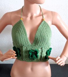 I know you will love this crocheted St Patrick's Day Crop Top as much as I did making it! Made with 100% cotton, acrylic, love and detail.   I use premium cotton, this should hold up forever and has sturdy straps!   You are sure to get compliments as I have not seen a St Patrick's top like this around and wanted one myself! Great for upcoming St Patrick's Day parties, events, festivals or just to wear for fun! **Hand wash or machine wash cold** **Lay flat to dry, do not wring out** Casual Green Cotton Patterns, Bohemian Fitted Crochet Hat, Green Cotton Crochet Top With Crochet Trim, Green Crochet Top With Crochet Trim For Festival, Fitted Knit Crochet Top For Festival, Fitted Green Crochet Top For Festival, Green Fitted Crochet Top For Festival, Crochet Knit Top For Festivals, Green Cotton Crochet Top