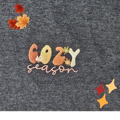 Get ready to embrace all things cozy with this machine-embroidered "Cozy Season" sweatshirt! Perfect for chilly days, hot cocoa moments, and everything that makes fall and winter your favorite time of year. Available in various colors and sizes.  Our cozy, custom-made sweatshirts are embroidered with love right in our own studio! Perfect for every season, these sweatshirts are designed to keep you comfortable while letting your personality shine. Features: Premium Quality Fabric: Each sweatshirt is made from soft, high-quality cotton blend fabric that offers warmth, durability, and a comfortable fit. Custom Designs: Choose from our wide selection of unique designs or personalize your own! Whether you want a name, favorite quote, or a special graphic, we've got you covered. Please note thou Cozy Letter Embroidery Sweatshirt For Fall, Cozy Fall Sweatshirt With Letter Embroidery, Cozy Sweatshirt With Letter Embroidery For Fall, Fall Sweater With Embroidered Logo For Loungewear, Winter Letter Embroidery Sweatshirt For Loungewear, Winter Loungewear Sweatshirt With Letter Embroidery, Winter Loungewear Sweater With Embroidered Logo, Fall Sweatshirt For Loungewear With Embroidered Text, Fall Loungewear Sweatshirt With Embroidered Text