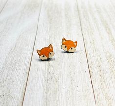 "3/4\" Red Fox Maple Wood Stud Earrings. Nickel Free posts." Fox Clay Earrings, Kitsune Earrings, Wood Earring Stud, Wood Stud Earrings, Fox Earrings, Wood Earrings Stud, Prom Themes, Foxes Necklace, Georgetown Tx