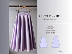 the skirt is shown with measurements for it