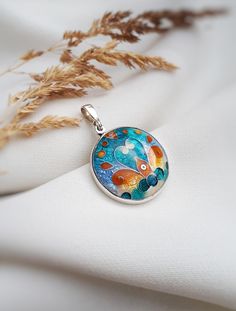 "Georgian cloisonne enamel pendant/Sterling silver jewelry/Colorful necklace/Hot enamel jewelry/Gift for her ... This pendant comes without chain!  ... Made to order... As you understand this pendant can't be absolutely similar to the one you see in the picture because its handmade. ... Handmade pendant with Georgian cloisonne enamel ... Used materials\" Sterling silver 999  Silver 925 Hot cloisonne enamel" Unique Multicolor Enamel Necklaces, Unique Multicolor Enamel Necklace, Multicolor Enamel Pendant Necklaces, Multicolor Enamel Pendant Necklace, Hand Painted Enamel Jewelry For Gifts, Hand Painted Enamel Jewelry Gift, Enamel Medallion Necklace For Gift, Enamel Medallion Jewelry For Gifts, Handmade Round Enamel Necklaces