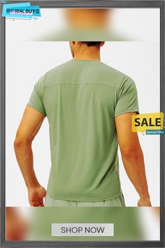 Men's Workout Shirt Running Shirt Short Sleeve Top Athletic Athleisure Spandex Breathable Soft Quick Dry Running Jogging Training Sportswear Activewear Solid Colored Black White Blue Breathable Stretch Casual T-shirt, Casual Dri-fit Activewear For Workout, Casual Dri-fit Short Sleeve Activewear, Green Athleisure T-shirt For Workout, Short Sleeve Dri-fit Sportswear, High Stretch Athleisure T-shirt For Sports, Solid Short Sleeve Sports Top, Casual Gym Tops, Casual Solid Tops For Gym