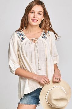 Peasant Blouse Womens Western Tops, Night Out Looks, Satin Tops, Casual Cotton Top, Embroidered Cotton Top, Low Cost Wedding, Peasant Shirt, Fashion Terms, Western Tops