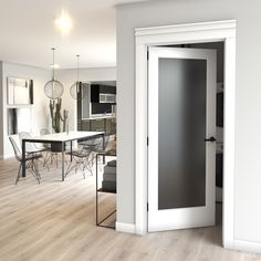 This timeless 1 Lite French door features a sophisticated and minimalist design. This beautiful door will suit any room, enlarging the ambience to give a warm and cozy felling. The frosted glass lets light through, saving on energy while offering privacy. Having a solid wood core and tempered glass panel, this door offers extra safety for you and your loved ones. This solid wood door is made from planted forest trees in accordance with FSC regulations, being an environmentally friendly product. This door is made for interior use only, and is fully finished product, so it should not be painted or stained in any way to prevent damage to the product. EightDoors 30-in x 80-in White Finished 1-panel Square Frosted Glass Smooth Solid Core Prefinished Pine Wood Slab Door | 50388019803035FR Glass Office Doors, Painted French Doors, Profile Door, White French Doors, Frosted Glass Interior Doors, Slab Doors, Barn Door Installation, Frosted Glass Door, Glass Panel Door