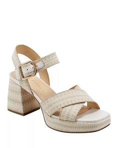 Marc Fisher LTD. - Women's Gemmie Strappy Espadrille Platform Sandals Natural Heels With Buckle Closure, Natural Color Heels With Buckle Closure For Spring, Spring Natural Heels With Buckle Closure, Elegant Natural Platform Heels, Elegant Natural Color Platform Heels, Elegant Natural Wedge Sandals For Spring, Elegant Natural Color Platform Sandals, Spring Natural Sandals With Heel Strap, Elegant Ankle Strap Sandals In Natural Color