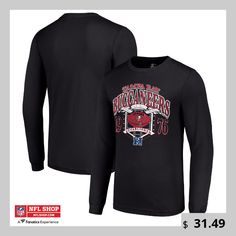 Bring back the classic Tampa Bay Buccaneers style with this Starter Retro Long Sleeve Graphic T-Shirt. This vintage-inspired tee features an '80s-era Tampa Bay Buccaneers logo screen printed across the front, making it a stylish way to show your team pride. Rib-knit cuffs and collar provide a comfortable, snug fit that's perfect for layering on cooler days. Falcons Logo, Tampa Bay Buccaneers Logo, Drake London, Arizona Cardinals Logo, Atlanta Falcons Logo, 80s Era, Black Retro, Tampa Bay Buccaneers, Arizona Cardinals