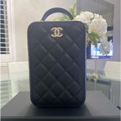 Brand New, Never Used!! Black Chanel Cross Body Bag (The New Chanel Bags, Like This One, Do Not Come With An Authenticity Card, Instead They Now Come With A Unique Serial Number Located Inside The Bag) High-end Black Pouch Bag, Luxury Pouch Box Bag With Top Carry Handle, Luxury Pouch Box Bag With Detachable Handle, High-end Black Box Bag For Everyday Use, High-end Black Box Bag For Shopping, High-end Black Top Handle Box Bag, High-end Black Box Bag With Detachable Handle, Designer Black Box Bag For Business, Designer Black Handheld Box Bag