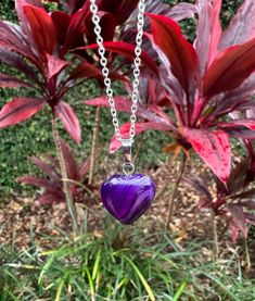 Dainty Purple Agate Heart Pendant Gorgeous Purple Agate Crystal Necklace Charka Healing Emotional Healing Properties - Promoting self-acceptance and confidence, Agate overcomes negativity and harshness of the heart, by healing anger, encouraging love, and giving the courage to start over. It is a very useful stone for any kind of trauma. Spiritual Properties - This stone encourages a quiet contemplation of one's life experiences that lead to spiritual growth and inner stability. It is believed t Heart-shaped Agate Healing Jewelry, Heart-shaped Agate Jewelry For Healing, Healing Heart-shaped Agate Jewelry, Spiritual Crystal Necklace With Heart Charm, Spiritual Heart-shaped Jewelry For Meditation, Spiritual Heart Shaped Gemstone Necklace, Spiritual Heart-shaped Gemstone Necklace, Spiritual Purple Heart-shaped Necklace, Spiritual Heart Cut Healing Necklaces