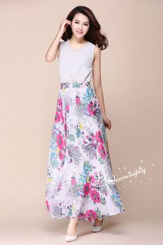 Rosy Flower Chiffon Skirt Long Maxi Sundress Beachdress Holiday Dress Women Summer Pleat Dress Beach Skirt Plus Size Dresses Detail Info: ❤ Color: as picture, rosy flower. More color choice link: https://www.etsy.com/listing/213656440/chiffon-dress-color-card?ref=shop_home_feat_1 you just note the color you want with order, we will make according to your note. ❤ Material: Chiffon Waist 60-100cm, Please choose the length according to your height! Please note your waist size with your order, thank Chiffon A-line Maxi Dress For Vacation, Multicolor Floral Print Sleeveless Chiffon Dress, Sleeveless Multicolor Floral Chiffon Dress, Multicolor Sleeveless Chiffon Dress With Floral Print, Spring Floral Chiffon Dress For The Beach, Pink A-line Chiffon Dress For Summer, Pink A-line Chiffon Summer Dress, Flowy Multicolor Chiffon Dress, A-line Chiffon Dress For Beach