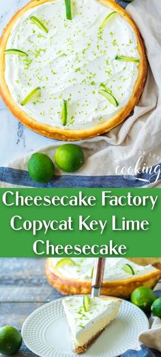 the cheesecake factory copycat key lime cheesecake is ready to be eaten and served