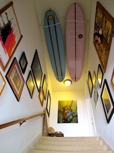 Surfboard Ceiling, Bachelor Apartment, Bachelor Apartments, Surfboard Coffee Table, Ceiling Art