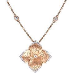 Looking for a statement piece to add some elegance and sparkle to your wardrobe? Look no further than the Oro Large Flower Necklace from Piranesi. Crafted from stunning 18K rose gold, this pendant features approximately 0.70 carats of round white diamonds set in a beautiful floral design that will catch the eye of anyone in the room. The pendant measures 17mm by 17mm, making it the perfect size to stand out without overwhelming your outfit. And with the included diamond chain, this necklace is r Diamond Pendant Sets, Diamond Birthstone, Diamond Chain, Rose Gold Diamonds, Metal Necklaces, Large Flowers, White Diamonds, Flower Necklace, Pendant Set