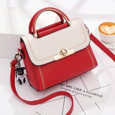 The Nichole Collection Bear Pendant -3 The ESSENCE Soft Leather Handbags, Casual Crossbody Bag, Fashion Color, Shoulder Messenger Bag, Color Contrast, Small Shoulder Bag