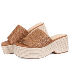 PRICES MAY VARY. {Measurements of platform wedge sandals} Heel Measures approximately 5.08cm/2 inch,platform height 9.39 cm/3.7 inch. {Platform slides slip on jute sandals} EQAUDES platform sandals jute material. The features of Casual Jute Comfortable Beach Sandals are chunky heel,open toe ,slip on, platform heel and easy to wear. {Comfortable and Lightweight Platforms} All day comfort: jute material gives away moisture, offers a comfortable next to skin, feel and provide cushioning to feet com Straw Espadrilles With Woven Sole For Summer Outings, Casual Braided Sandals For Summer, Comfortable Platform Espadrilles For The Beach, Summer Espadrille Sandals For Outings, Casual Braided Sandals For Vacation, Casual Beige Braided Sandals, Natural Wedge Sandals With Woven Sole For Summer, Comfortable Wedge Heel Sandals For Beach, Comfortable Wedge Heel Sandals For Vacation