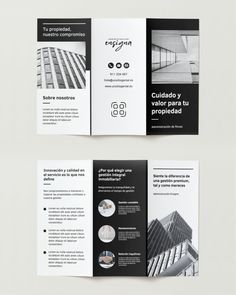 an open brochure with black and white images