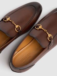 Find GUCCI Jordaan Horsebit Leather Loafers on Editorialist. Leather upper. Slip-on. Metal horsebit detail . Leather lining . Leather sole Gucci Jordaan, Gucci Men Shoes, Gucci Leather, Crossbody Messenger Bag, Sports Accessories, Sports Brands, Work Bags, Swim Accessories, Sport Bag