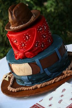 a cake made to look like a cowboy's hat