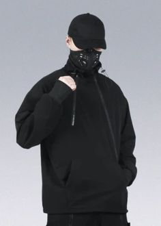 Zip Techwear Sweater - Silenstorm® - X Black Futuristic Windbreaker For Fall, Futuristic Black Windbreaker For Fall, Windproof Half-zip Outerwear For Fall, Long Sleeve Windbreaker With Ribbed Cuffs For Outdoor Activities, Long Sleeve Windbreaker With Ribbed Cuffs For Outdoor, Fitted Functional Windbreaker For Fall, Long Sleeve Windbreaker For Outdoor Activities, Functional Fitted Fall Windbreaker, Fitted Long Sleeve Outerwear With Zip Cuffs