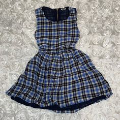 Cute Blue Plaid Dress Never Worn Size S Make An Offer!! Brown Plaid Outfit, Vintage Plaid Dress, Plaid Dress Vintage, Blue Babydoll Dress, Blue Plaid Dress, Dresses Cute, Plaid Outfits, Goth Dress, Brown Plaid