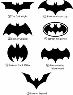 the batman symbol is shown in black and white, as well as other symbols for each character